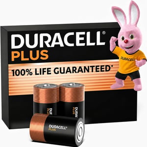 Duracell Plus D (LR20) alkalna baterija 1,5V, 3 kom. (iz originalnog seta, nedostaje 1 kom.)