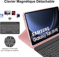 JADEMALL Samsung Galaxy Tab S9 FE 10.9"/S9 11" Rózsaszín Háttérvilágítású AZERTY Bluetooth Billentyűzetes Tok - Leválasztható, Mágneses, TPU 3