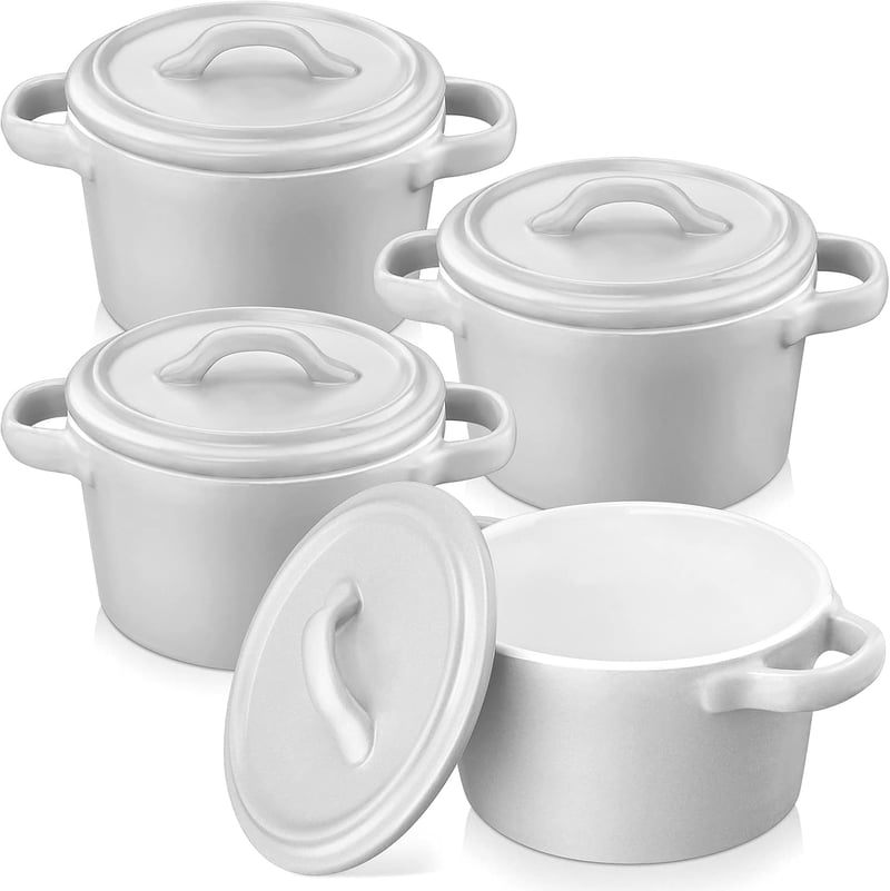 vancasso MORANDI 4 részes mini sütőtál szett fedővel, 300 ml-es krémszínű kerámia cocotte edények