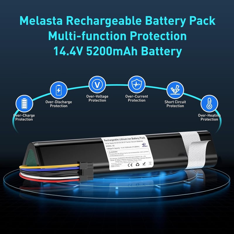 melasta 14,4V 6500mAh Lítium-ion Akkumulátor Neato Botvac D3 D4 D5 D6 D7 Robotporszívókhoz, 945-0225 Sorozathoz Kompatibilis Csereakku
