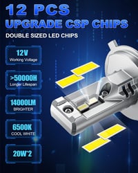Suparee H4 LED izzó autóba, 12V 6500K 14000LM, 2db 3
