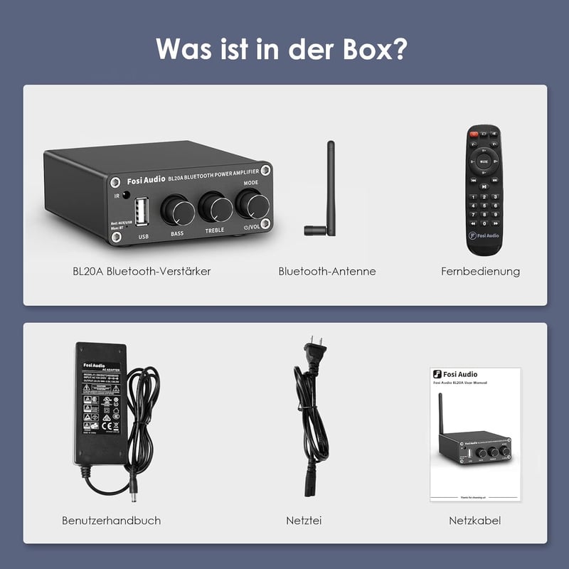 Fosi Audio BL20 Bluetooth 5.0 Mini Hi-Fi Erősítő 100W, Távirányítóval