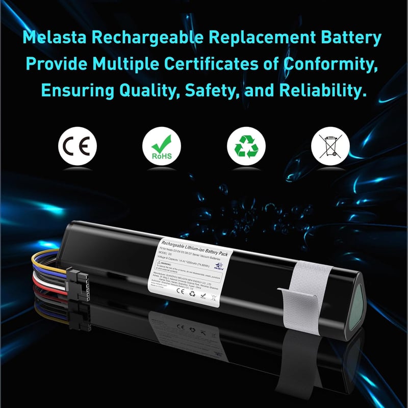 melasta 14,4V 6500mAh Lítium-ion Akkumulátor Neato Botvac D3 D4 D5 D6 D7 Robotporszívókhoz, 945-0225 Sorozathoz Kompatibilis Csereakku