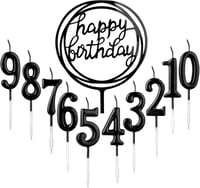 GOTRUST Születésnapi Szám Gyertya Készlet 0-9 Számokkal + Happy Birthday Tortadísz - Arany Csillogó Dekoráció Tortára, Évfordulóra, Esküvőre 1