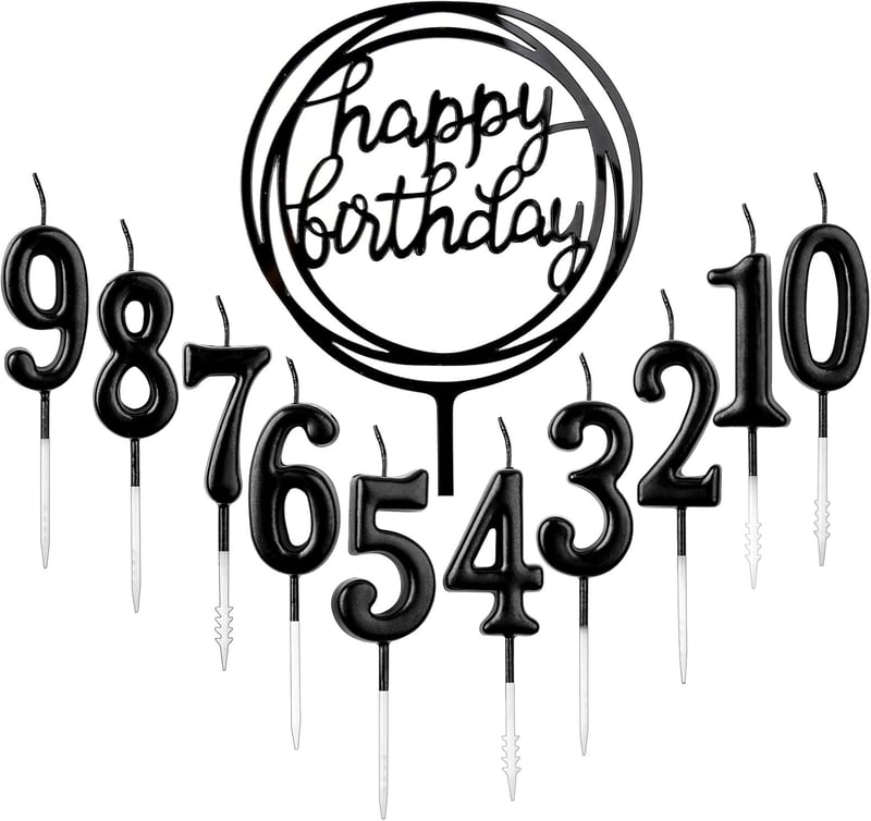GOTRUST Születésnapi Szám Gyertya Készlet 0-9 Számokkal + Happy Birthday Tortadísz - Arany Csillogó Dekoráció Tortára, Évfordulóra, Esküvőre