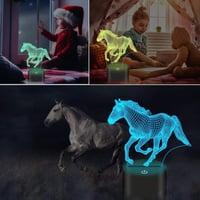 Lightzz 3D Ló Lámpa - 16 Színű LED Éjjeli Fény Gyerekeknek, Távirányítóval, Illúzió Hatású Dekoráció, Ajándék Lórajongóknak 6