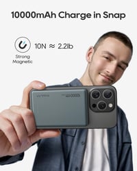 Kuulaa MagSafe 10000mAh mágneses powerbank iPhone 15/14/13-hoz, 20W, szürke 6
