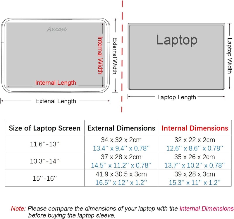 Aucase 15-16 colos neoprén laptop táska férfiaknak és nőknek