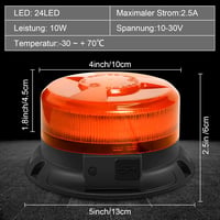 Dinfu Mágneses Sárga Villogó Vészfény Távirányítóval - 12V LED Figyelmeztető Lámpa 9 Üzemmóddal - USB és Szivargyújtó Töltővel Autóhoz, Tehe 6