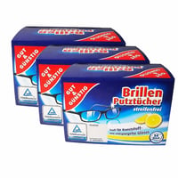 Șervețele pentru curățarea ochelarilor Gut & Günstig, fără dâre, 3 pachete a câte 54 bucăți, pentru lentile din plastic și antireflex — set de 3 bucăți 2