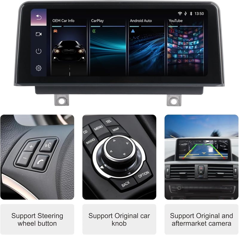 YZKONG Autórádió BMW 1/2/3/4 Sorozathoz (F20-F36, 2013-2016) - 10,25" IPS Érintőképernyő, Vezeték Nélküli CarPlay, Android Auto, NBT Rendsze