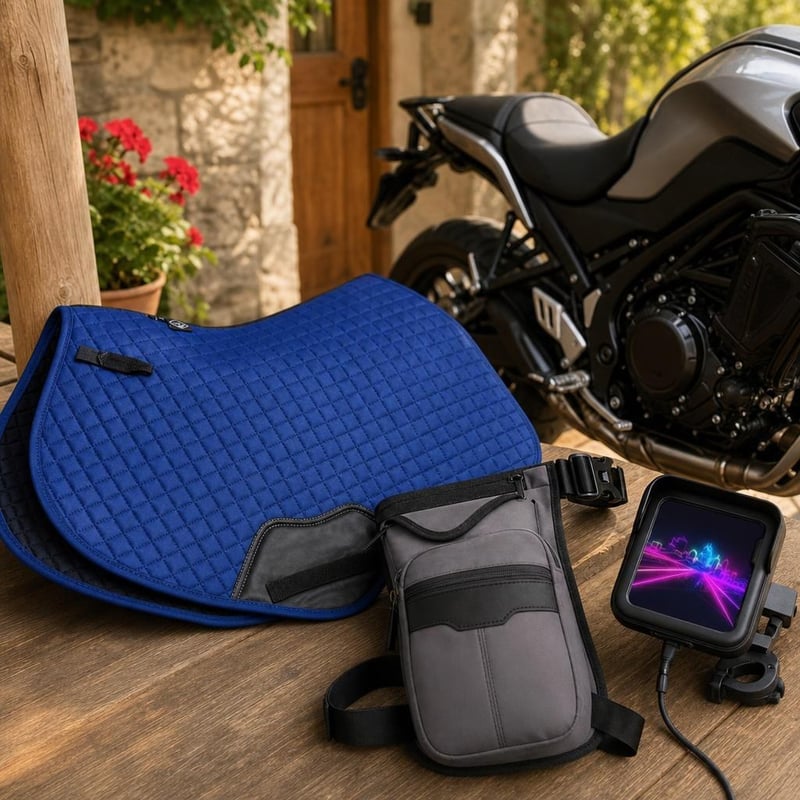 Moto paket udobnosti: podloga za sjedalo + torbica za nogu + vodootporni nosač mobitela s punjačem