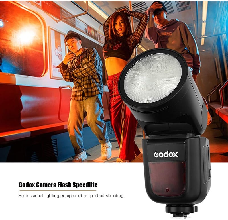 Godox V1N Professzionális Vaku Kerek Fejjel - 2.4G Vezeték Nélküli Fresnel Zoom Vakupapucs - Nikon D5300 D750 D850 D7100 Z7 Fényképezőgépekh