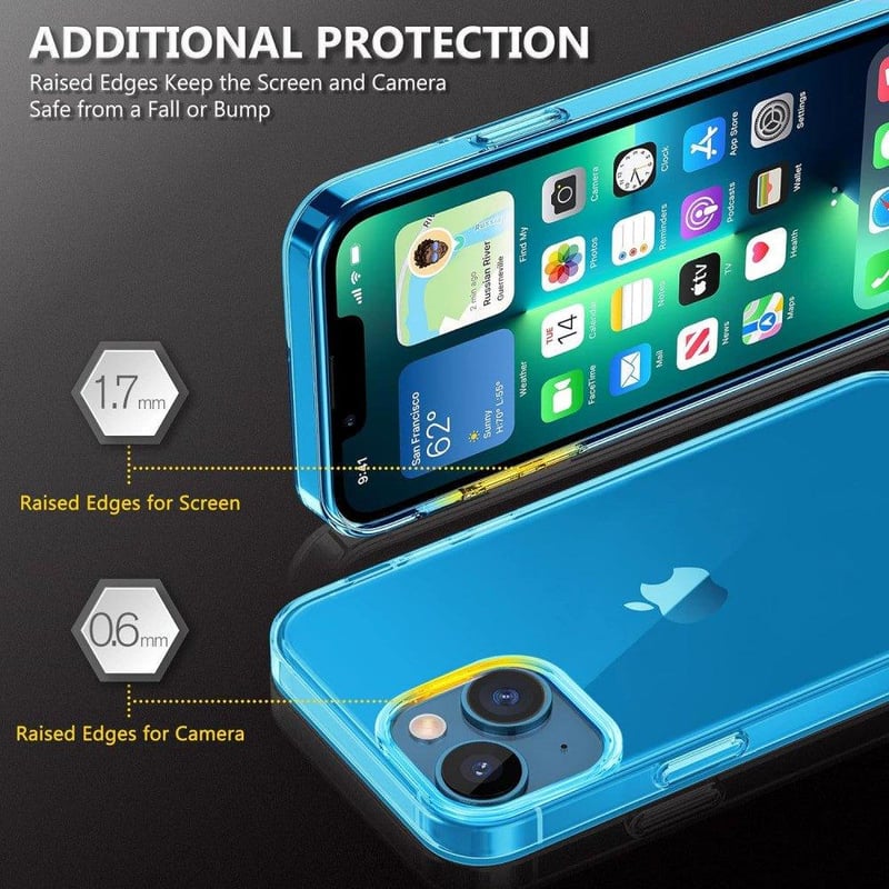 Apple iPhone 13 Mini Kék Áttetsző Szilikon Tok Beépített Képernyővédővel