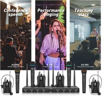 D Debra Audio AU800 Pro UHF 8 Csatornás Vezeték Nélküli Mikrofon Rendszer, 8 Testmikrofonnal, Fém Vevőegységgel - Karaoke, Rendezvény, Egyhá 8