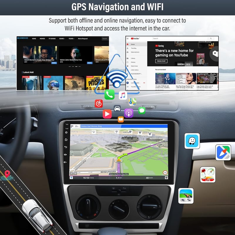 VW Skoda Octavia Android 13 autórádió 10,1" GPS, CarPlay, 2+64GB (2007-2013)