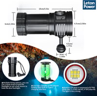 LetonPower L24 Búvárlámpa 12000 Lumen Fényerővel - 100m Vízálló Víz Alatti Zseblámpa Videó Világítás USB-C Töltéssel Professzionális Víz Ala 5
