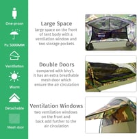 GEERTOP Ultrakönnyű Egyszemélyes Vízálló Bivy Sátor - PU5000MM Poliészter, Szellőző Ablakokkal, 3 Évszakos Túrázáshoz, Kempingezéshez, Hordt 4