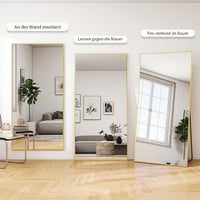 BEAUTYPEAK Nagyméretű Álló Tükör 76x180 cm - Törhetetlen Alumínium Testmagasságú Tükör Hálószobába, Nappaliba - Falra Akasztható vagy Támasz 6
