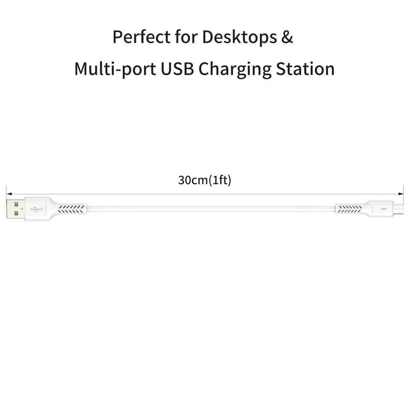 Fehér PEAKLIFT mikro USB töltőkábel szett, 5 darabos, 30 cm-es