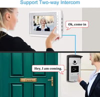 Uoweky RFID videós kaputelefon rendszer, 7" TFT kijelzővel, 1 kamera, 2 monitor + 10 db kék kulcstartó 4