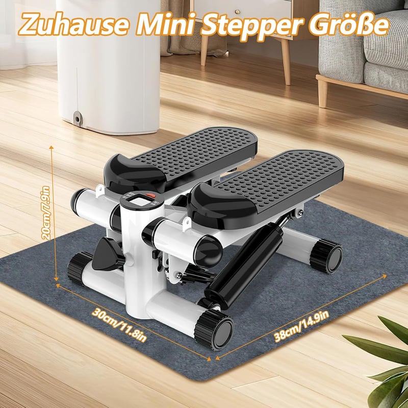 Aolawco Mini Stepper 100 kg Teherbírással, LCD Kijelzővel és Edzőkötelekkel - Otthoni Fitness Lépcsőző Gép Láb/Kar/Fenék Edzéshez, Fekete