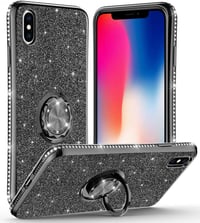 Apple iPhone X/XS Csillogó Fekete Gyűrűs Védőtok Glitterrel 1