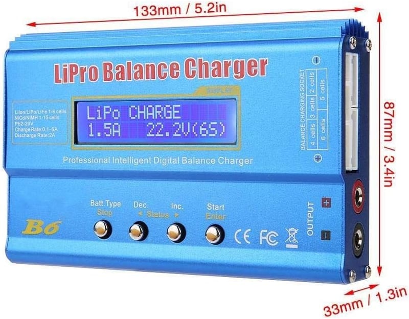 DEWIN B6 80W LCD kijelzős LiPo akkumulátor töltő és balancer, többféle akkutípushoz