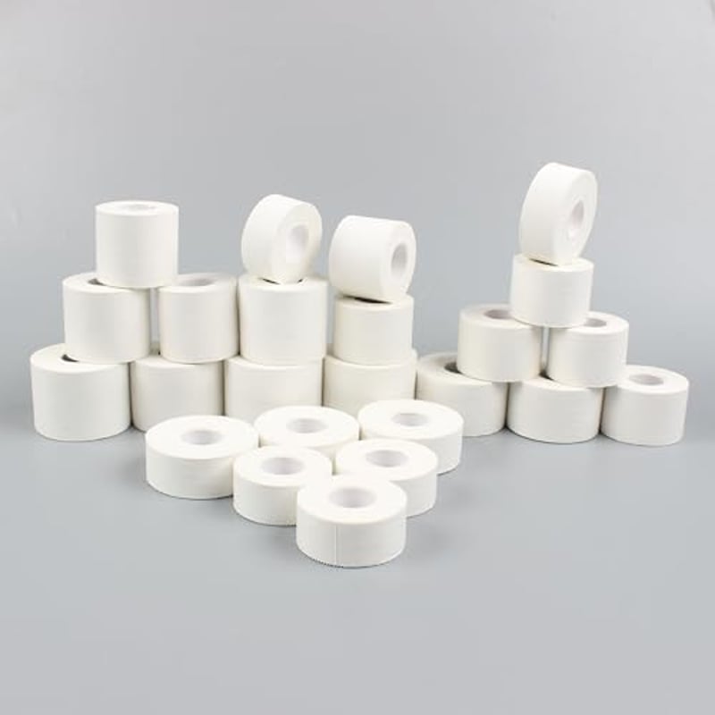 GTAGKOMMEN Sporttape 4 Tekercs Öntapadós Sportszalag 2,5cm x 10m - Bőrbarát, Könnyen Téphető Fehér Kötésszalag Futballhoz, Mászáshoz, Kézila