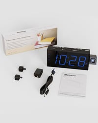 Mesqool Vetítős Ébresztőóra 7" Kijelzővel - Fényerőszabályzós, Dupla Ébresztés, USB Töltő, Állítható Hangerő, Szundi Funkció, Falra/Plafonra 9
