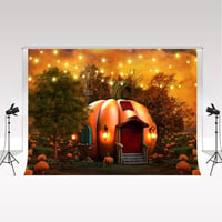 Kate Halloween Háttér 2,2x1,5m - Boszorkányos Tökház Mintás Mikroszálas Fotóháttér Gyerekfotózáshoz, Halloweeni Dekorációhoz, Bulikhoz 1