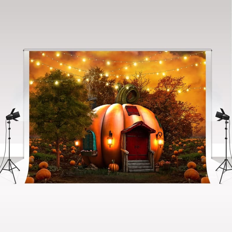 Kate Halloween Háttér 2,2x1,5m - Boszorkányos Tökház Mintás Mikroszálas Fotóháttér Gyerekfotózáshoz, Halloweeni Dekorációhoz, Bulikhoz