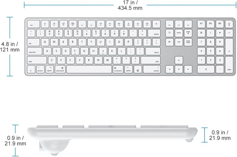 OMOTON Bluetooth Billentyűzet Numerikus Résszel, Újratölthető Vezeték Nélküli Klaviatúra MacBook Pro/Air, iMac, Mac mini/Pro és PC Eszközökh