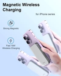 HINOVO MagSafe Powerbank 10000mAh - 20W PD Gyorstöltés iPhone 15/14/13/12 Sorozathoz, Vezeték Nélküli Fém Külső Akkumulátor 2