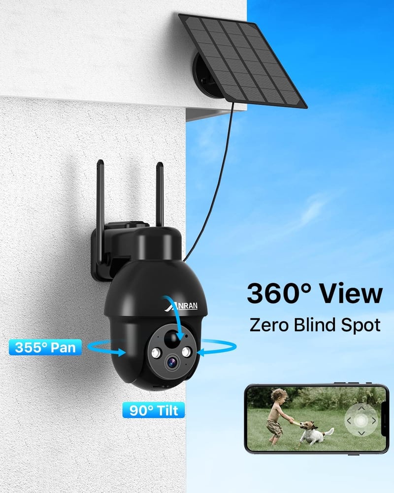 ANRAN Q3 Pro 2K HD Kültéri WiFi Biztonsági Kamera - Napelemes, Vezeték Nélküli, Spotlámpával, AI Mozgásérzékelővel, Alexa Kompatibilis, Szín