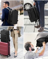 HOMIEE Kézipoggyász Hátizsák 15,6 Hüvelykes Laptophoz - Bővíthető, Lopásbiztos, Vízlepergető Utazó Táska, Repülőgépen Engedélyezett - Black 8