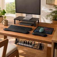 Set birou ergonomic: mouse wireless + 2 mousepad-uri + suport monitor + suport încheietură + organizator 1