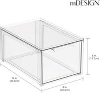 mDesign átlátszó műanyag fiókos doboz - 2 db-os szett hűtőbe, konyhába 4