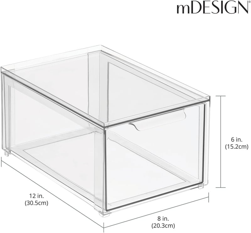 mDesign átlátszó műanyag fiókos doboz - 2 db-os szett hűtőbe, konyhába