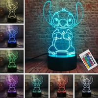 Stitch 3D LED éjjeli lámpa 16 színnel, távirányítóval - Gyerekszoba dekoráció 1