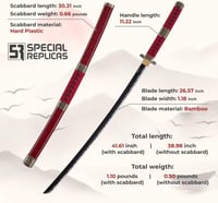 57 SPECIAL REPLICAS Roronoa Zoro Anime Katana Szett - One Piece Cosplay Bambusz Kard 105 cm, 3 db Katana Állvánnyal, Biztonságos Dekoráció 5