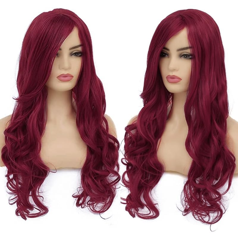 Colorfulpanda Hosszú Göndör Vörös Paróka - 80 cm Hőálló Szintetikus Műhaj Nőknek, Cosplay, Halloween, Jelmez Partikhoz