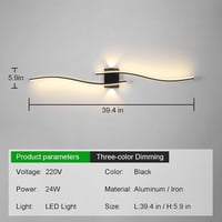 minifair 100 cm Fekete LED Fali Lámpa - Szabályozható Fényerejű Modern Akril Világítás Kiegészítő Fényforrással Nappaliba, Folyosóra, Lépcső 2