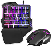 RedThunder Egykezes Gamer Billentyűzet és Egér Szett, RGB Háttérvilágítással, 35 Gombos Ergonomikus Mini Billentyűzet, 6400 DPI Optikai Egér 1