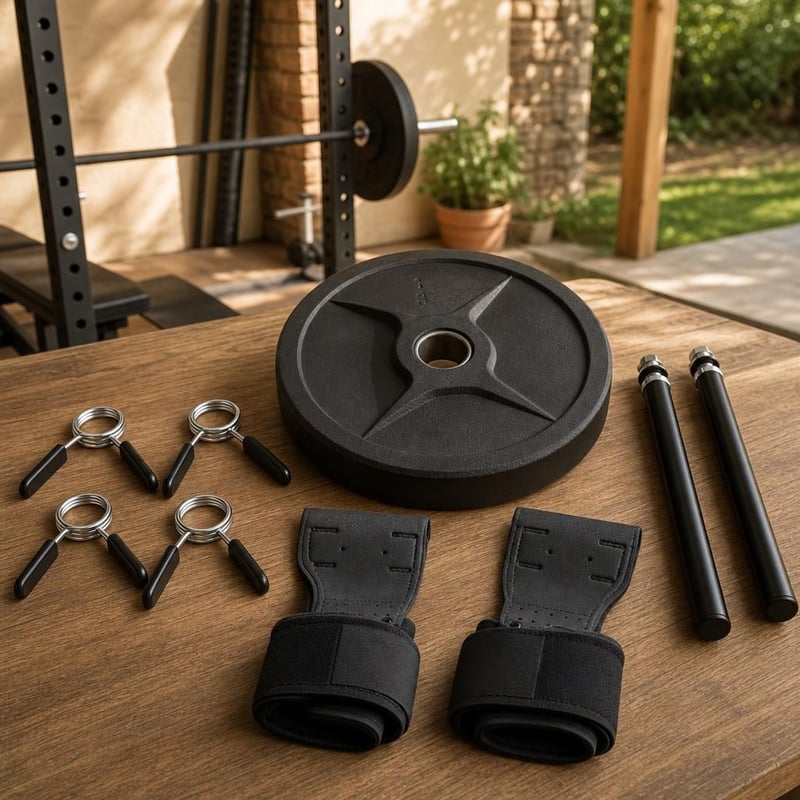 Erőemelés gyorsindító: 4 db 25 mm rugós bilincs + 25 font bumper tárcsa + 2 db tárcsatartó + lifting grip
