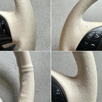 MEWANT Kormányvédő Huzat Fiat 500 (2008-2015), 500e, 500C Modellekhez - Bézs Mikroszálas Bőr, Kézi Varrással, Légzsák Kompatibilis 4