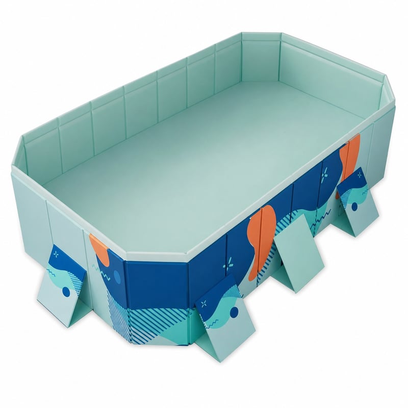 BOODPET Sklopivi bazen za pse 223 cm, plavi PVC vrtni bazen — bez loptica i kompleta za popravak (stanje: vidi 2. sliku)
