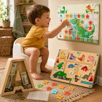 Súprava na nácvik na nočník: tabuľka + 40 hviezd + Montessori doska + drevená pokladnička A-Z 1