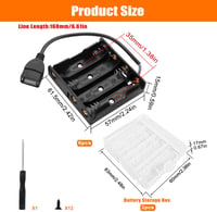 KUOQIY 4 x 1,5V AA Elemtartó USB Csatlakozóval - 6 db-os Készlet Műanyag Dobozzal, Csavarhúzóval és Csavarokkal 2