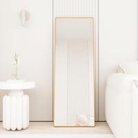 AUFHELLEN Álló Tükör 140x50 cm Arany Fém Kerettel - HD Minőségű Teljes Alakos Fali Tükör Akasztóval Nappaliba, Hálószobába, Öltözőbe 9